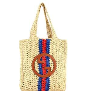 Gucci Blondie Nm Open Tote Raffia Small #204352G17B